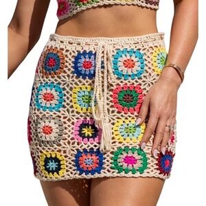 Sensea Crochet mini Cover Up Skirt NWT